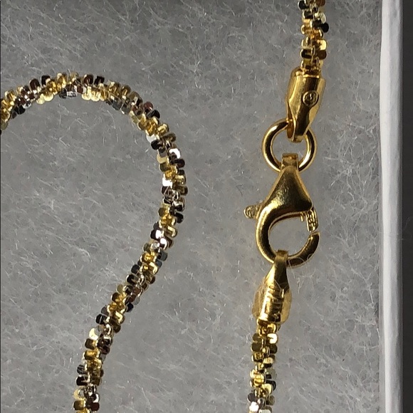 24k Over Silver Sparkle Chain Necklace 